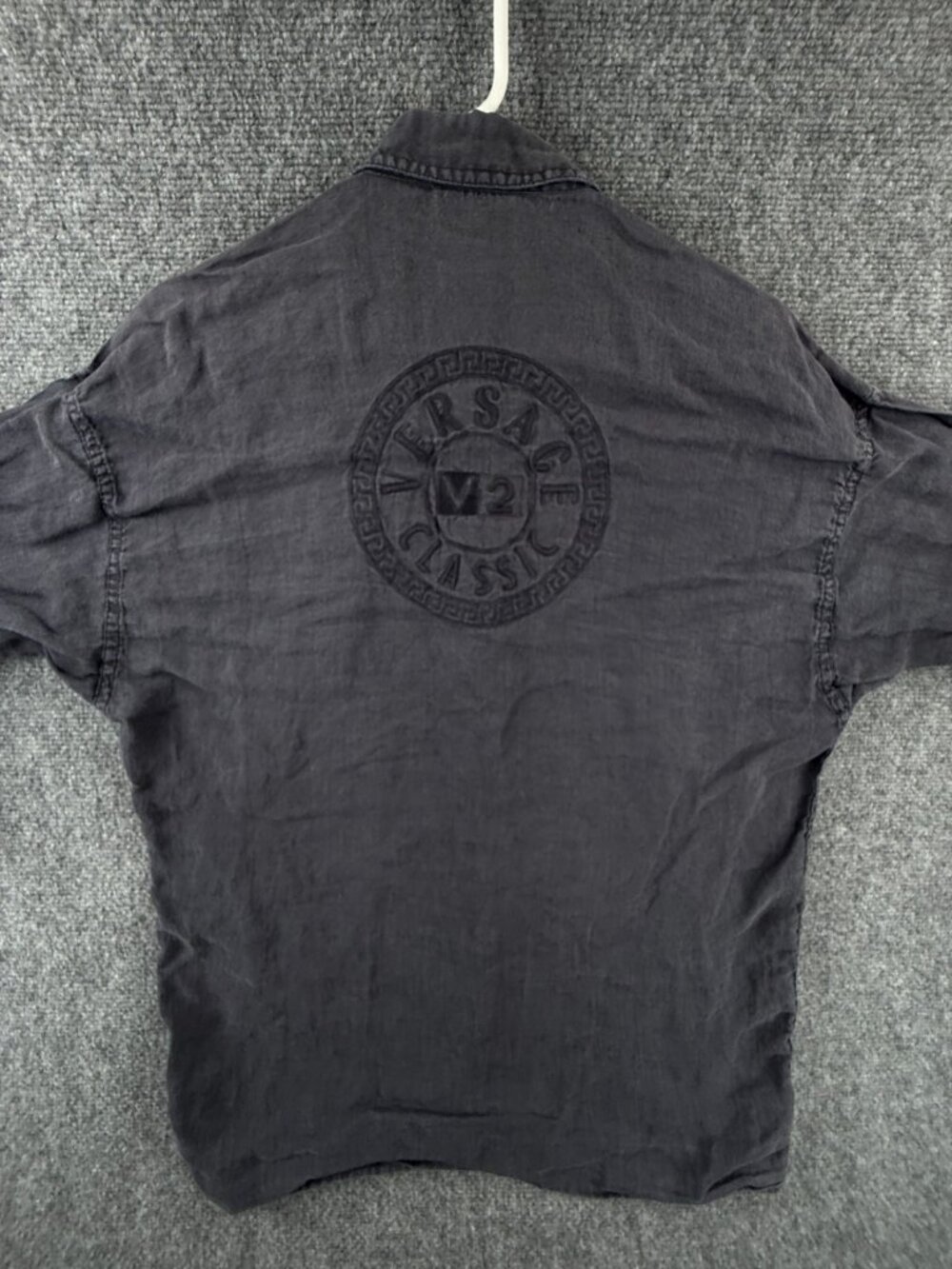 Versace Classic V2 Gray Linen Button Up Shirt Men Long Sleeve Designer Medium
